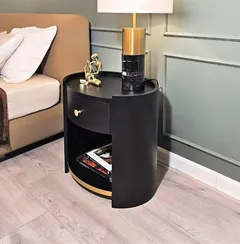 Прикроватная тумбочка 4439 с ящиком и полкой, черная