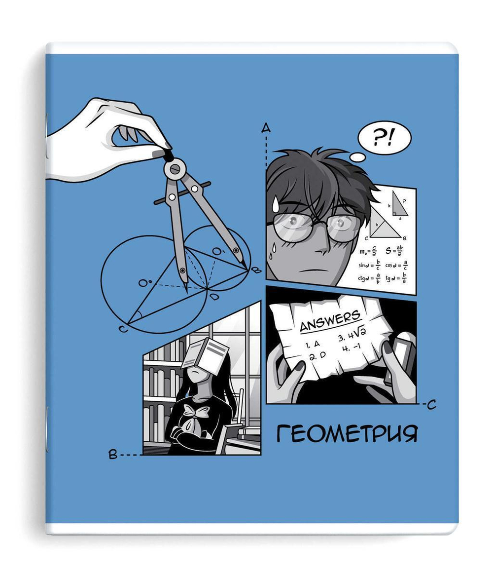 Тетрадь предмет. А5+ 48л. клетка "Аниме" Геометрия (Феникс+)