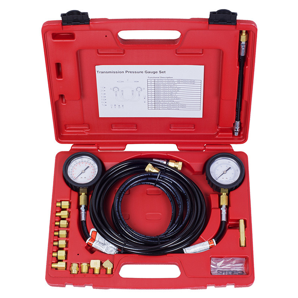 Манометр для измерения давления масла, 2 манометра 7 и 35 бар, комплект адаптеров МАСТАК 120-20023C