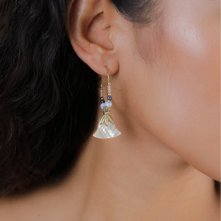 Серьги Franck Herval, Palma, с перламутром, лабрадоритом, лазуритом, халцедоном и лунным камнем, FH2