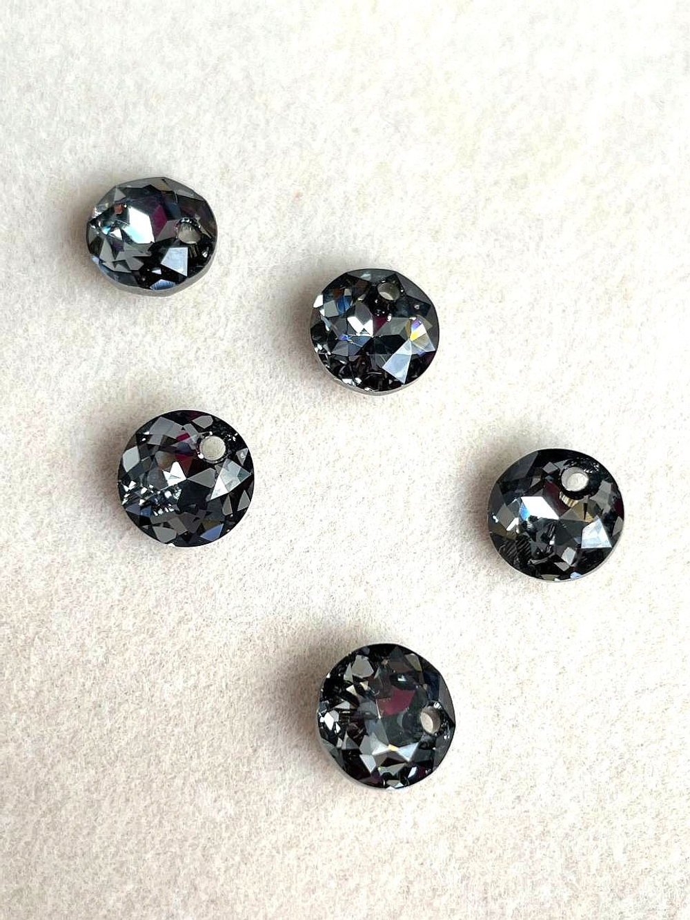 6430-sn8 Кристалл "Круг" 8мм silver night тёмно-серый