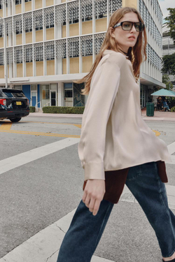 ZARA АТЛАСНАЯ РУБАШКА С АСИММЕТРИЧНЫМ НИЗОМ, КАВА