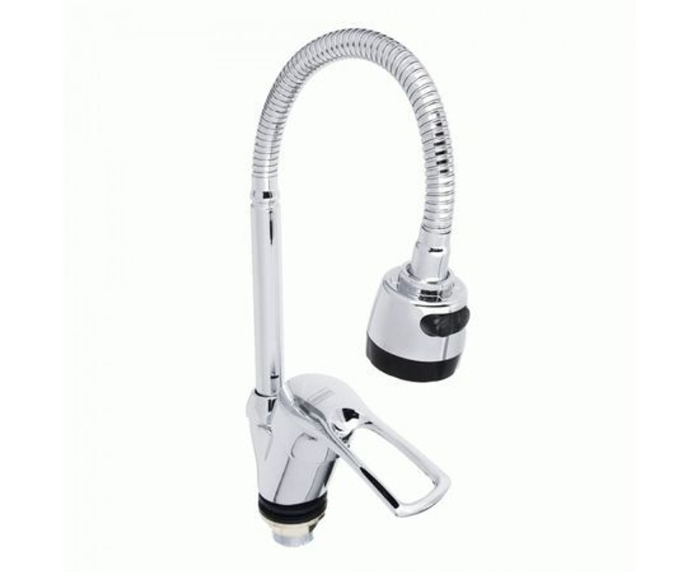 СоюзКран SK01-F128 (567-079), Смеситель для кухни, гибкий излив, керамический картридж 40мм, хром, цинк