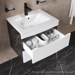 Тумба подвесная IDDIS Cloud, 60 см, белая/черный мрамор, CLO60B0i95