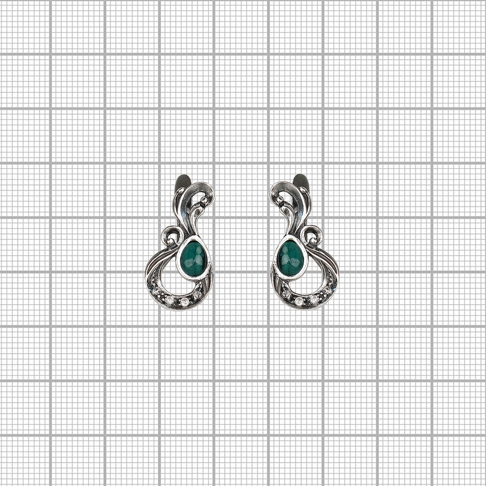 "Плезир" серьги в серебряном покрытии из коллекции "Самоцветы" от Jenavi  с английским замком