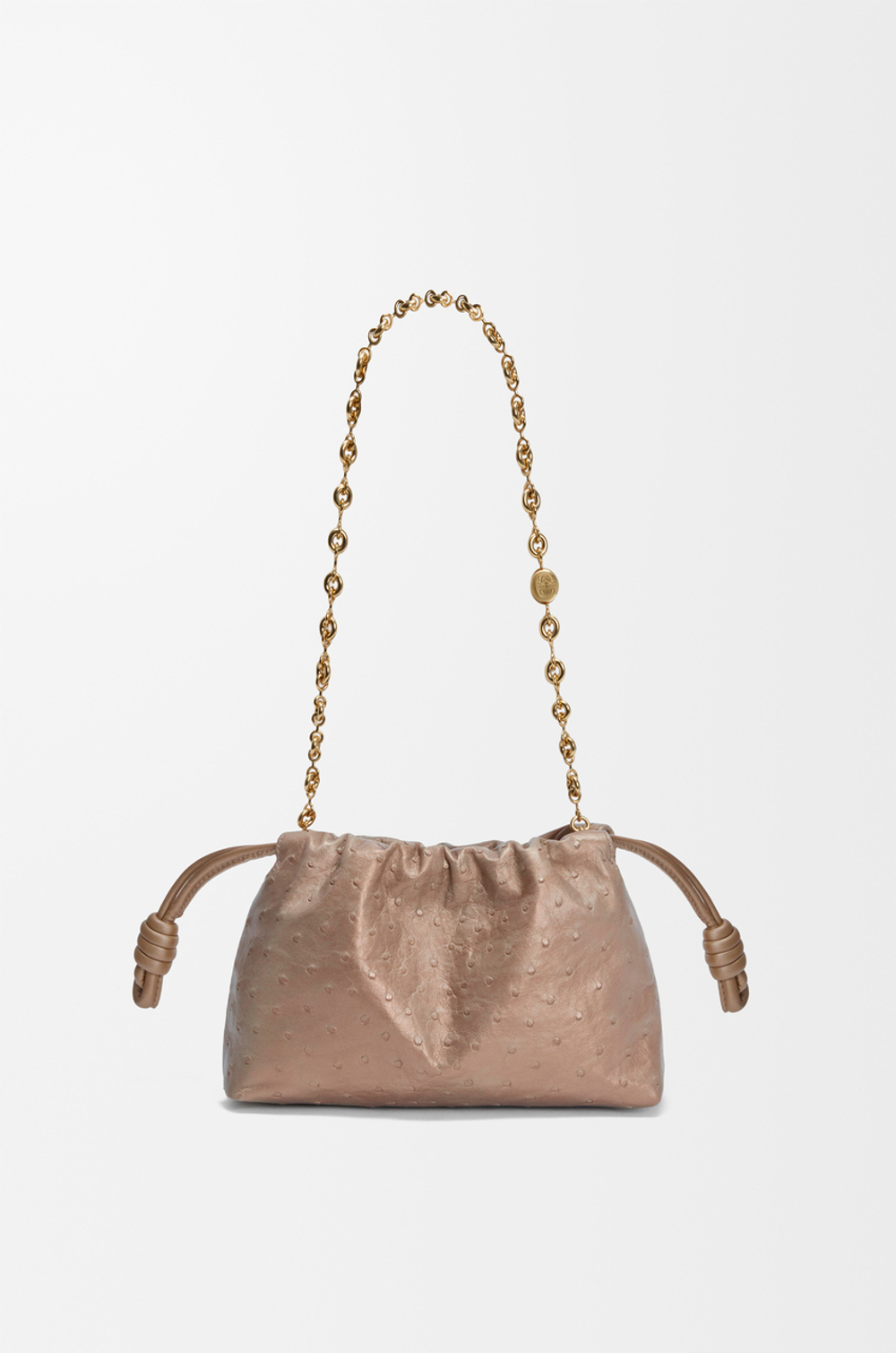 Loewe Мини-сумка Flamenco из перламутровой кожи страуса, цвет слоновой кости