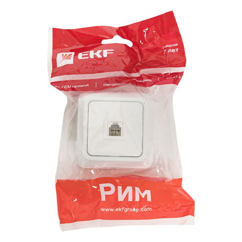 Розетка Phone 1-мест. бел. Рим EKF