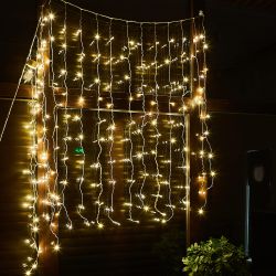 ULD-C1515-100-DTA WARM WHITE IP20 Занавес светодиодный. 1.5х1.5м. 100 светодиодов. Теплый белый свет. Провод прозрачный. TM Uniel