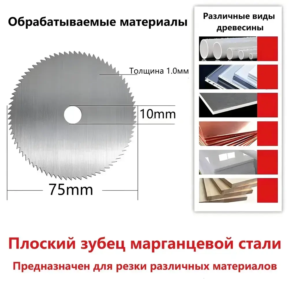 Набор дисков для мини УШМ 75mm, по металлу, дереву, пластику,набор из 5 предметов
