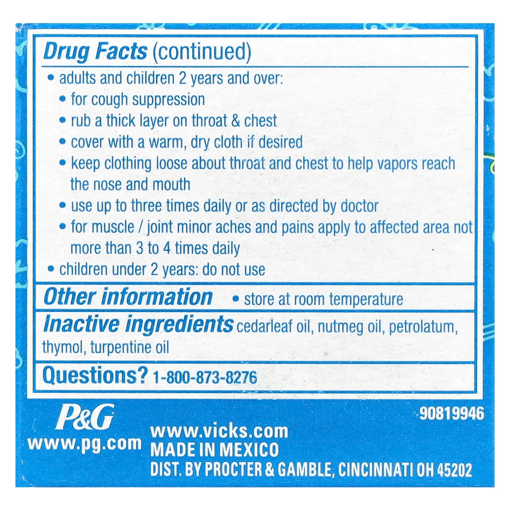 Vicks, Children's VapoRub ™, мазь, от кашля, для детей от 2 лет, 50 г (1,76 унции)