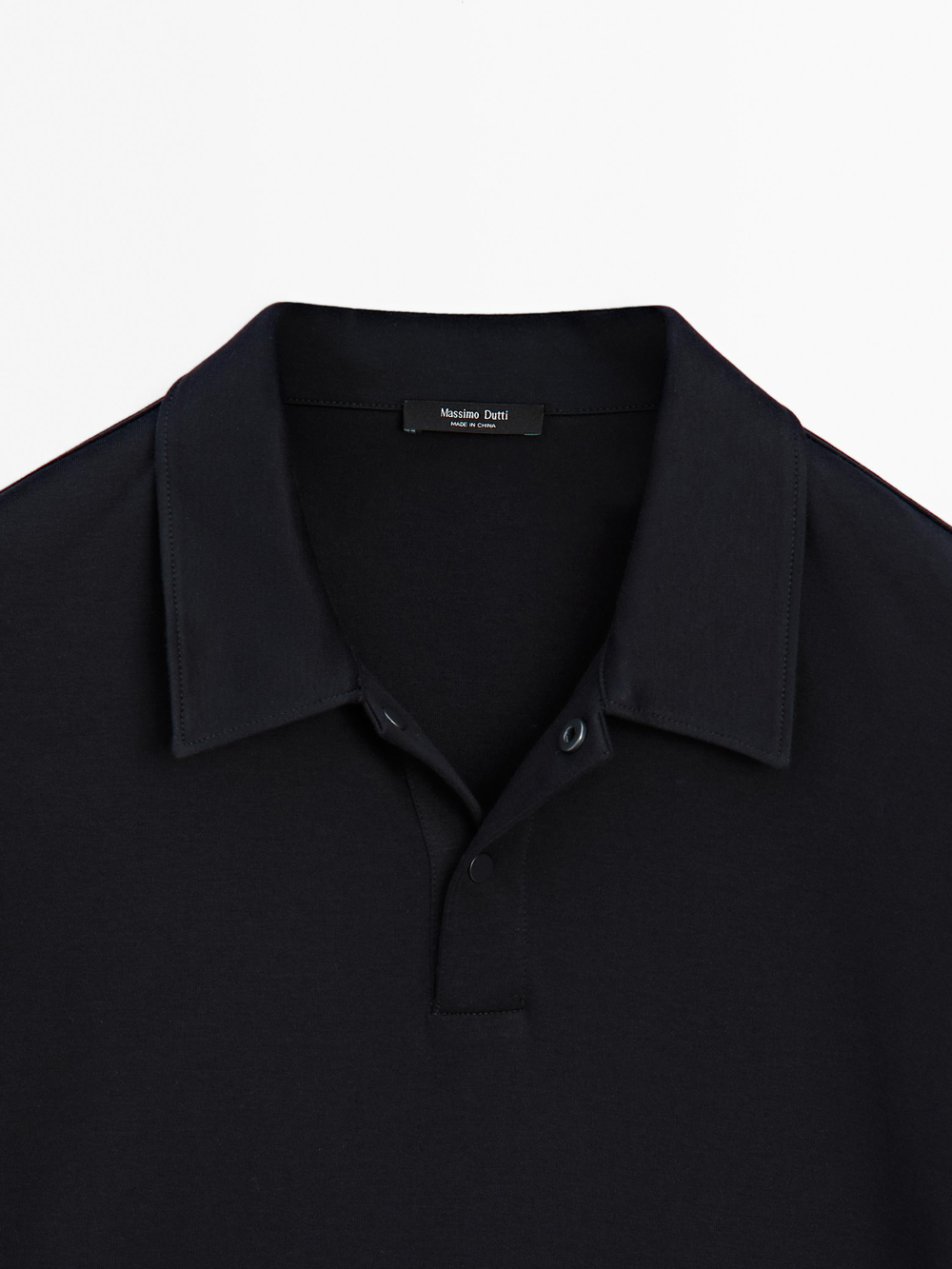 Massimo Dutti Рубашка-поло с короткими рукавами и застежкой на кнопки, темно-синий