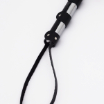 Черный кожаный флоггер со стальной ручкой - 45 см.