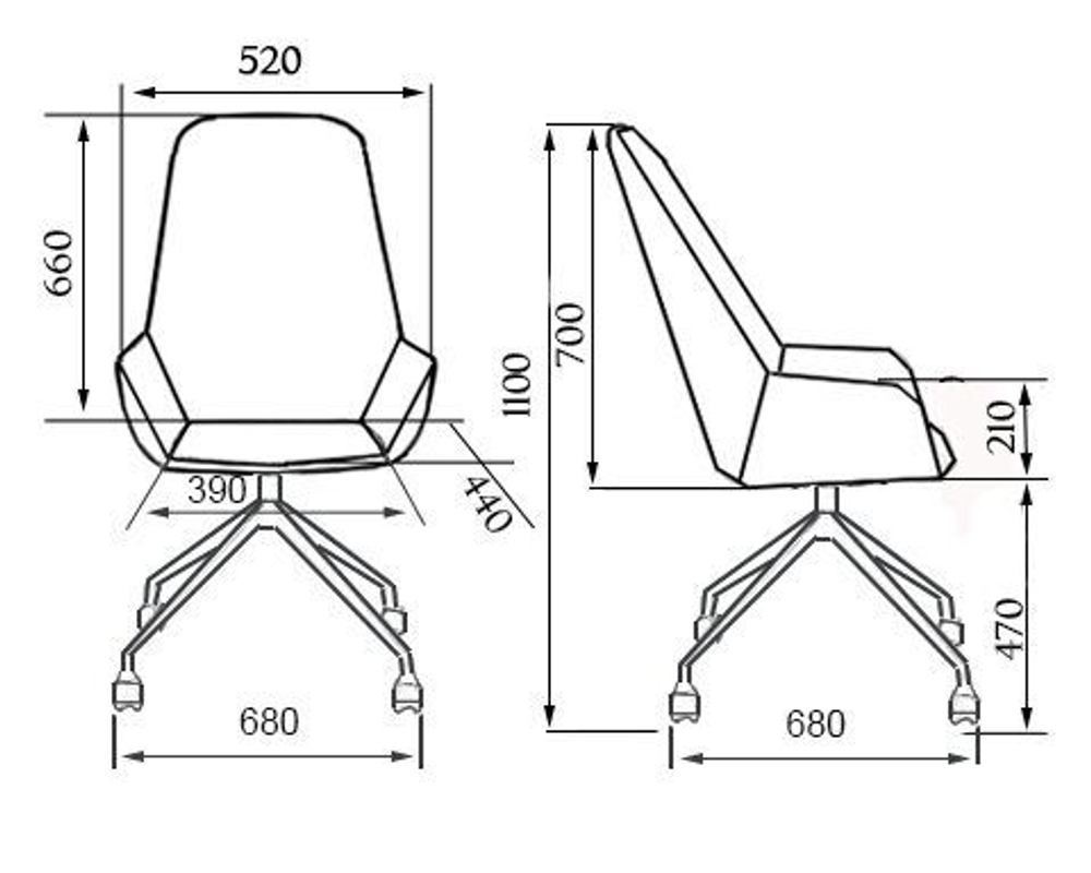 Кресло для офиса МГ-24 А хром паук 4 луча (ткань, экокожа)