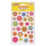 Наклейки зефирные "Цветы", многоразовые, перламутровые, 10х15 см, ЮНЛАНДИЯ, 661836
