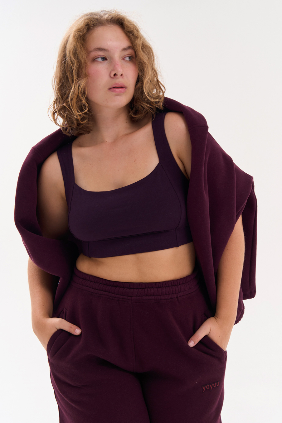 Худи из футера с начесом в винном цвете