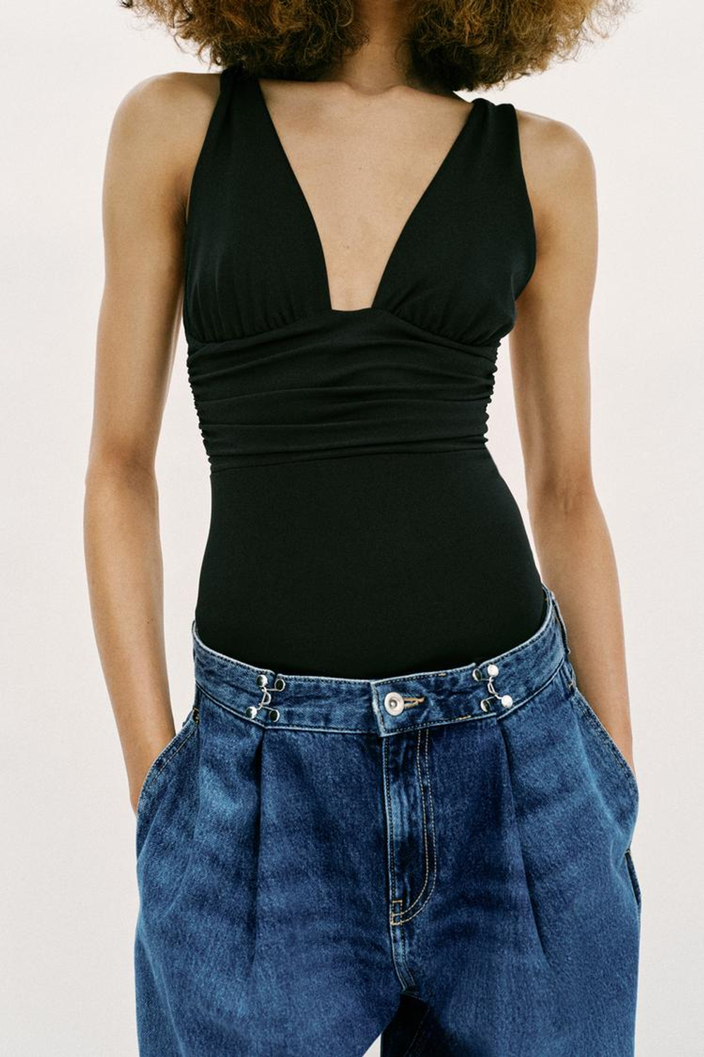 ZARA БОДИ ИЗ ПОЛИАМИДА С ОТКРЫТОЙ СПИНОЙ, ЧЕРНЫЙ