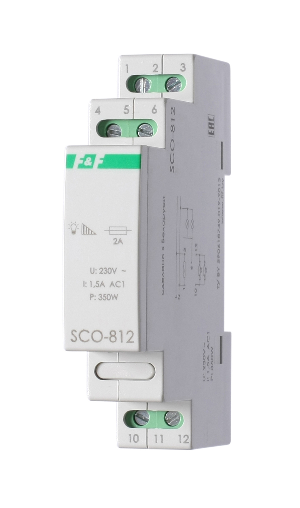 Регулятор освещенности (диммер) SCO-812 230В 1.5А IP20 (для ламп накал. мощностью до 350Вт; функция памяти установленного уровня освещенности)
