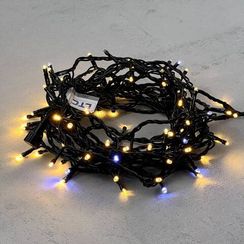 Светодиодная нить 100 теплых белых LED ламп с мерцанием, 10 м., 24В., черный провод ПВХ, LTC (PST100BLW-11-1WW)