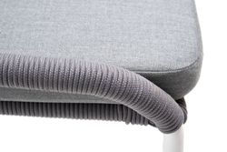 "Милан" стул плетеный из роупа, каркас алюминий белый шагрень, роуп светло-серый круглый, ткань светло-серая