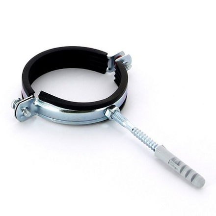 Хомут сантехнический для труб с резиновым уплотнением, шпилькой и дюбелем