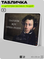 Литературный постер с цитатой А. С. Пушкина для школы, на стену, на пластике, для интерьера, 40х30 см, Silver Plane x Айдентика Технолоджи