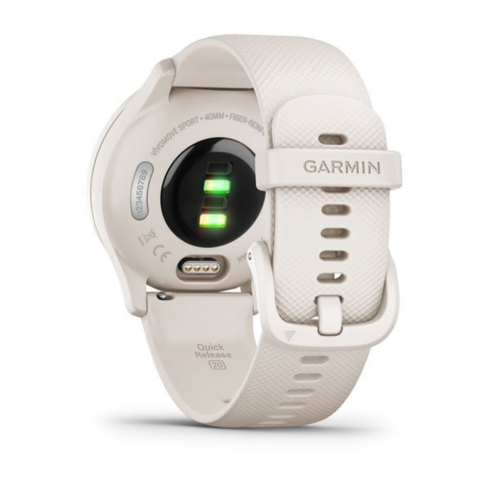 Умные часы Garmin Vivomove Sport цвета слоновой кости, безель цвета персикового золота, силиконовый ремешок
