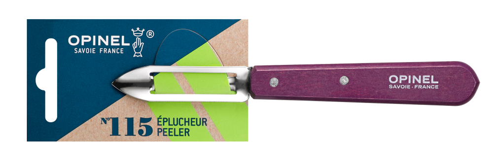 Нож для чистки овощей Opinel №115, деревянная рукоять, нержавеющая сталь, сливовый, блистер, 001929