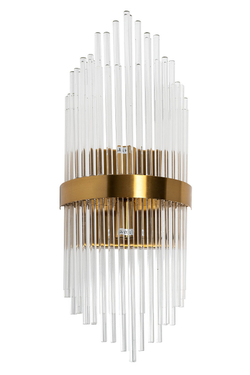Бра настенное для спальни 54x11x20см Garda Decor прозрачное стекло/латунь