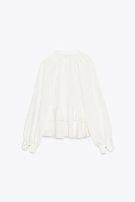 ZARA БЛУЗА С ВОЛАНАМИ, ЭКРЮ