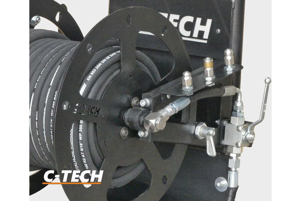 Гидродинамическая установка C-TECH для прочистки канализации, комплект 3 форсунки, шланг 30м, системы безопасности (200 бар, 1200