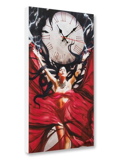 Настенные часы-постер "Woman in red"