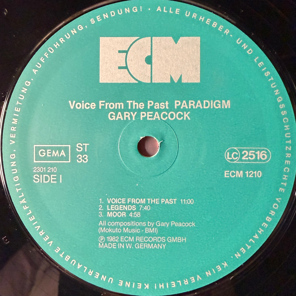 Gary Peacock ‎– Voice From The Past - Paradigm (Германия 1982г.) ECM