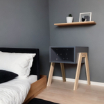 Тумба прикроватная 44х48х55, Мунк, напольная, в спальню и прихожую, с ножками из дуба, без ящика, черный, Dipriz