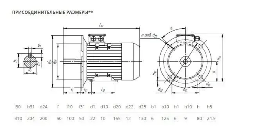 Электродвигатель трехфазный 5АИ 80 В2 IM 2081 2.2 кВт 3000 об/мин