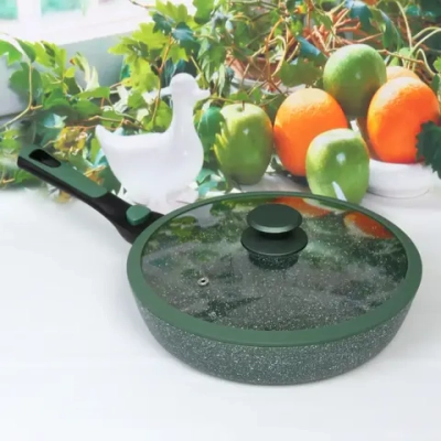 Сковорода «BAROLY» GREEN 28см индукционная с крышкой, съемная бакелитовая ручка