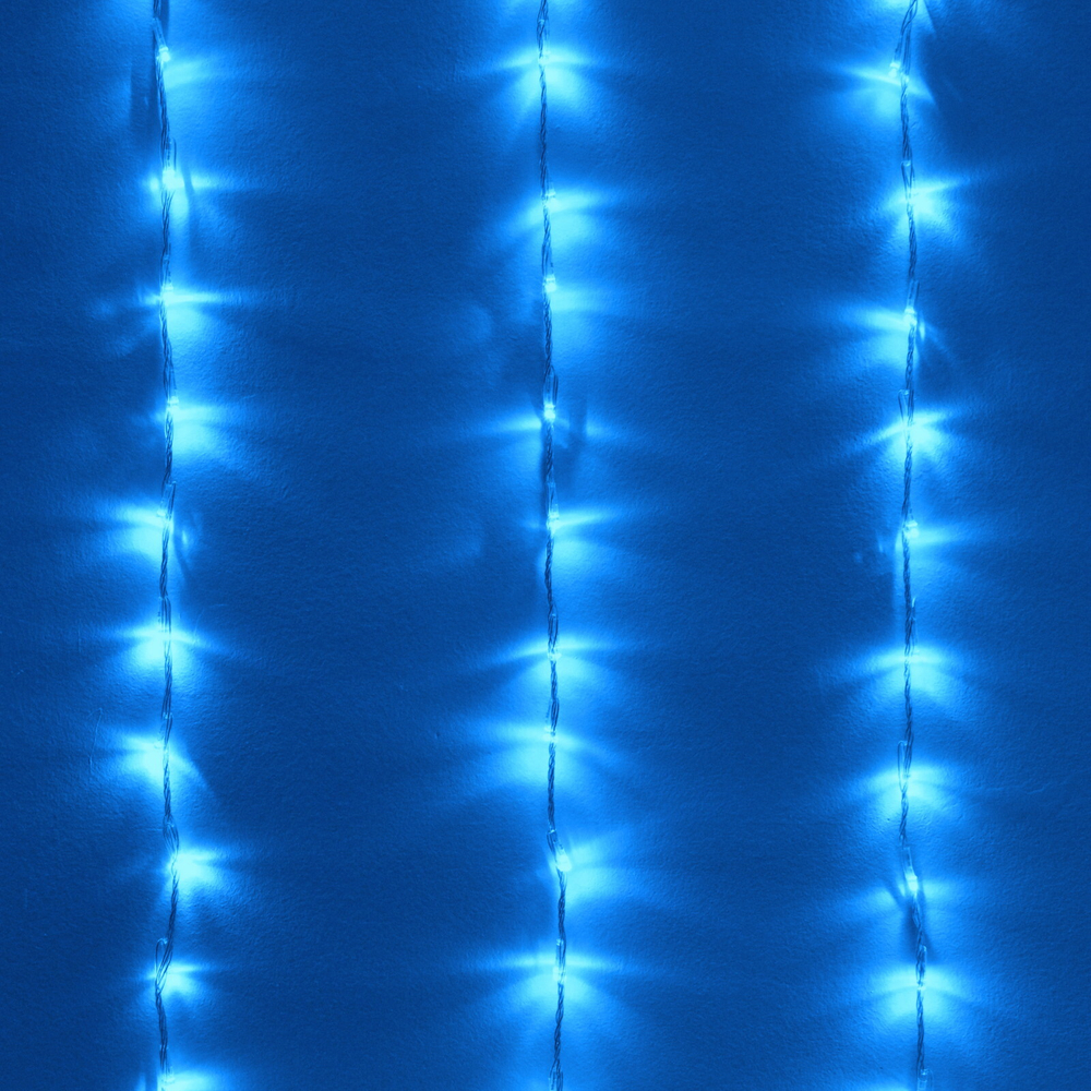 Гирлянда для улицы ЗАНАВЕС «Водопад» ш3,0* в2,0 м 480 ламп LED, прозр.пров, 6 реж, IP-54, Синий (возможность соединения)
