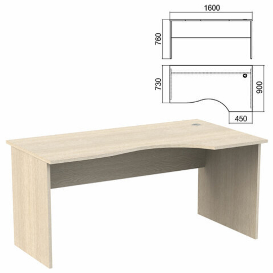 Стол эргономичный "Арго", 1600х900х760, правый, ясень шимо (КОМПЛЕКТ)