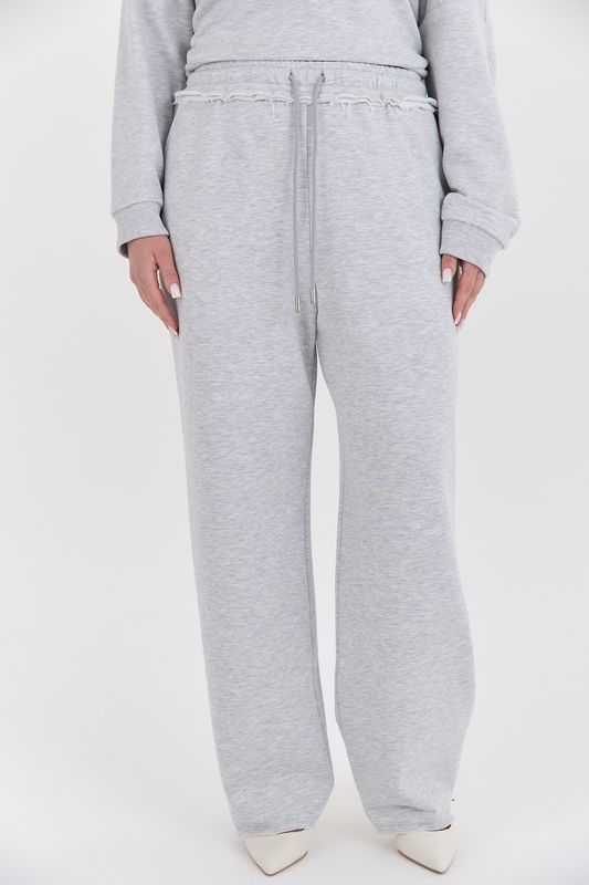 Брюки широкие из футера, серый