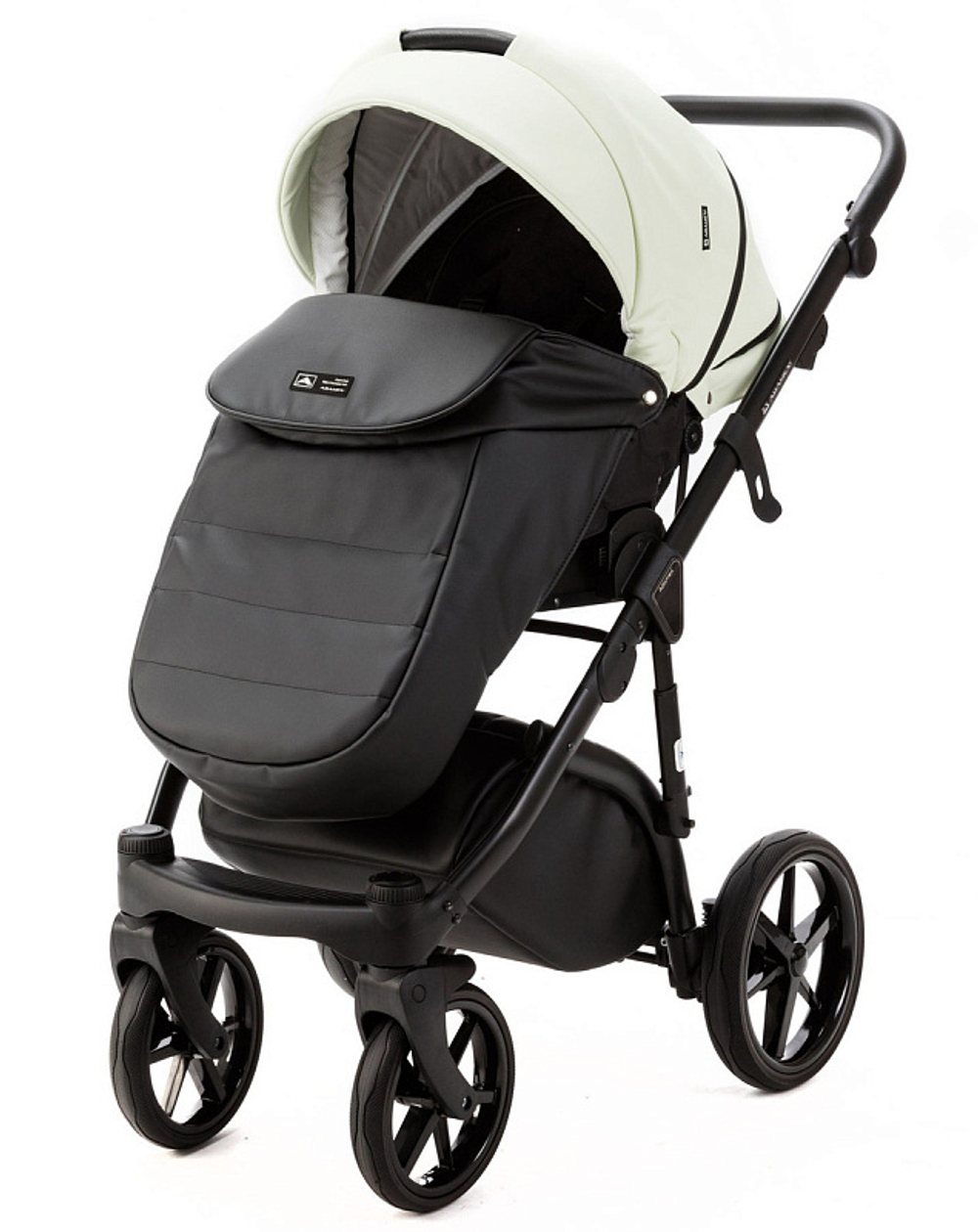 Детская коляска Adamex Nola Deluxe 2 в 1 N-SD104 (КРЕМОВАЯ КОЖА + ЧЕРН.КОЖА)