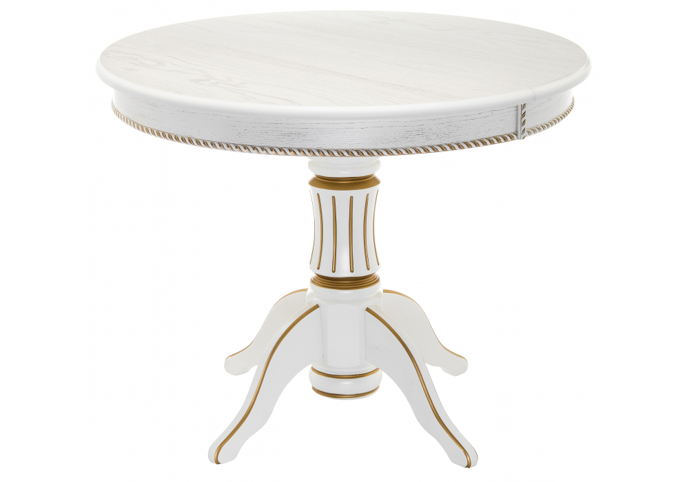 Стол деревянный Woodville Павия 100 молочный, золотая патина