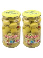 Оливки зеленые AgaOglu фаршированные перцем 370 г x 2 шт