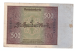 Германия. Рейхсбанк. 500 марок 1922 г. Литера А. Серия В. № 1516115.
