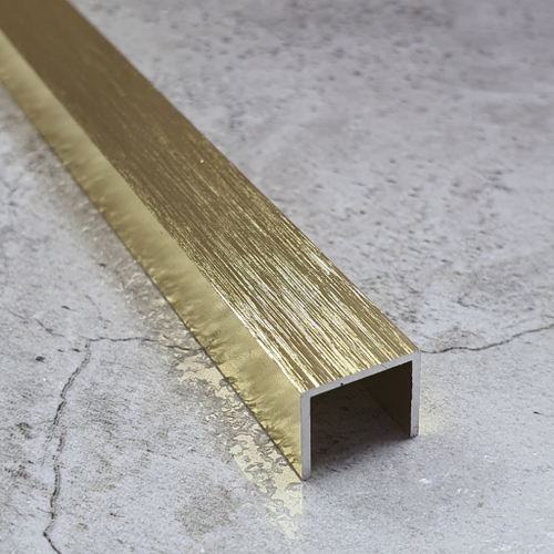 Фриз "браш" 12*10мм "DO-3" 3м Золото Люкс П-обр. анод. алюм.