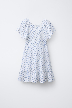 ZARA ПЛАТЬЕ ИЗ РЕЛЬЕФНОЙ ТКАНИ, БЕЛЫЙ