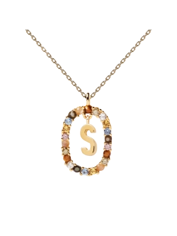Колье Буква S серебро 925 пробы покрытое золотом