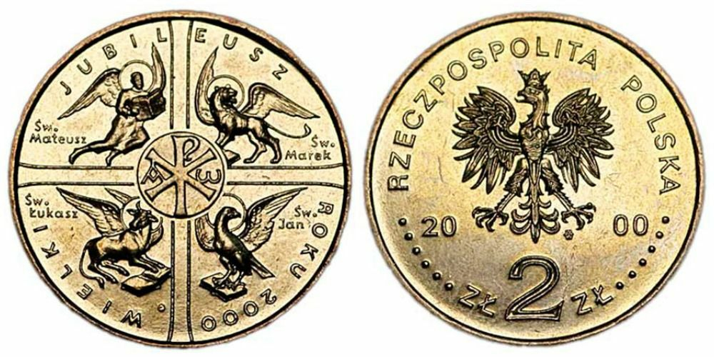Польша 2 злотых, 2000 Великий Юбилей 2000 года aUNC