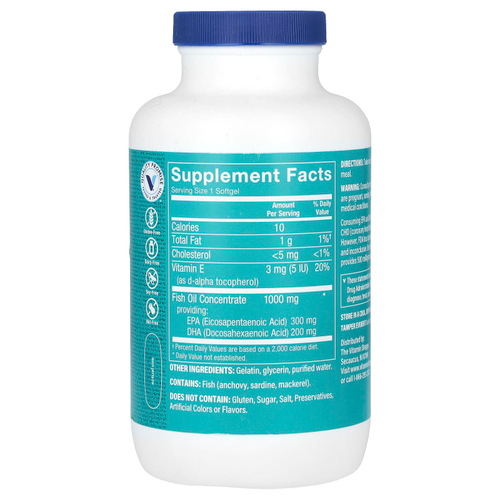 The Vitamin Shoppe, рыбий жир с омега-3, 240 мягких таблеток