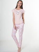 Нежный трикотажный комплект с зайчиками (Размер: XL) (Цвет: розовый)