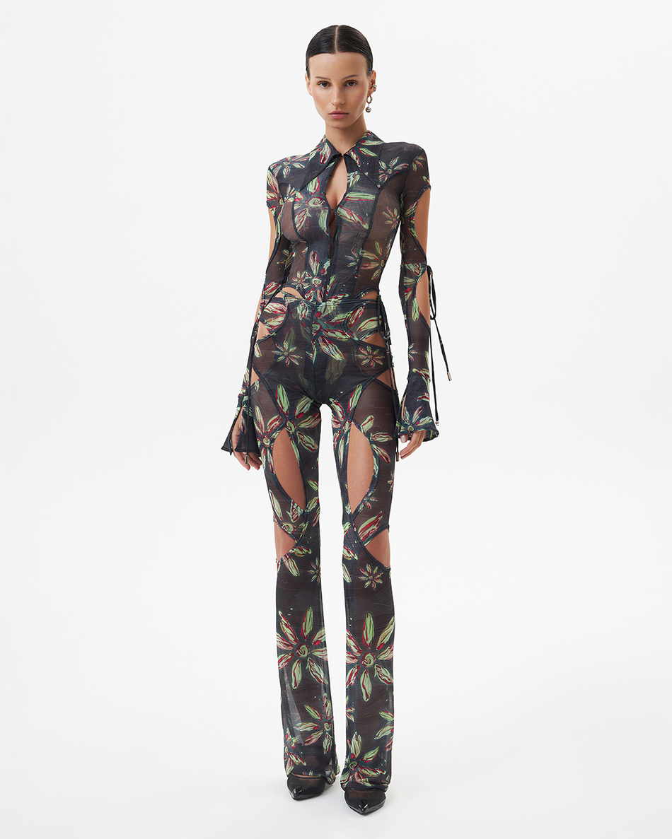 FLORAL MESH BODYSUIT