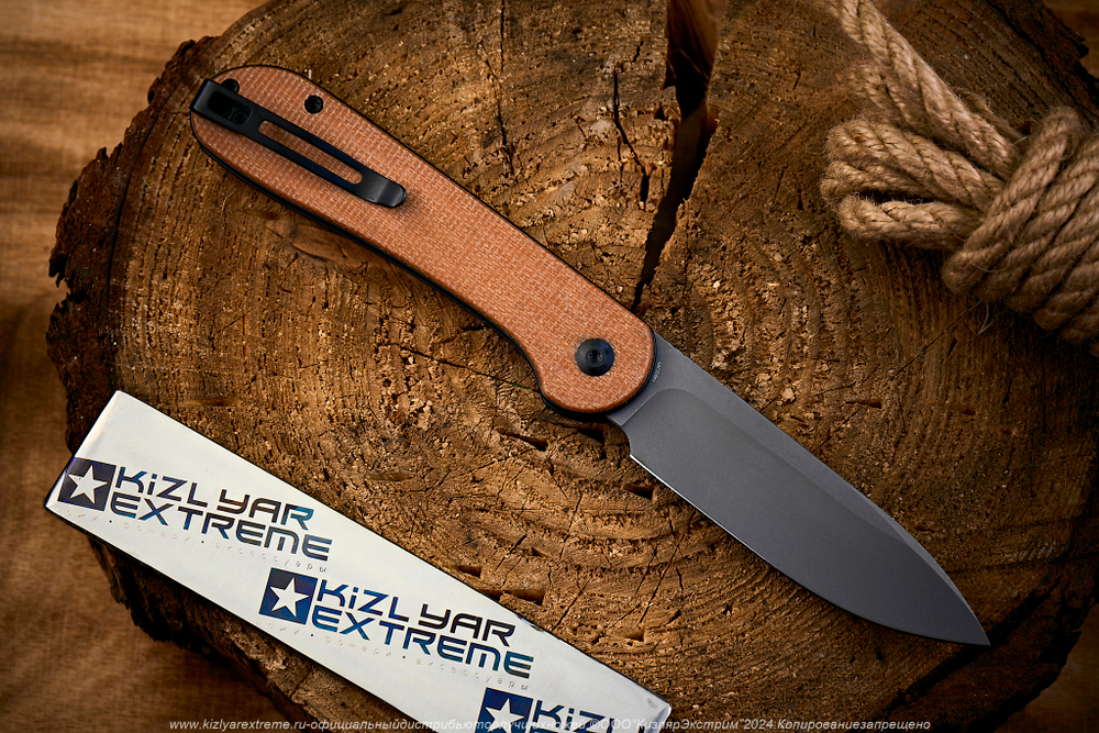 Нож Civivi BL Elementum C2103D сталь 14C28N Gray StoneWash рукоять Brown Micarta